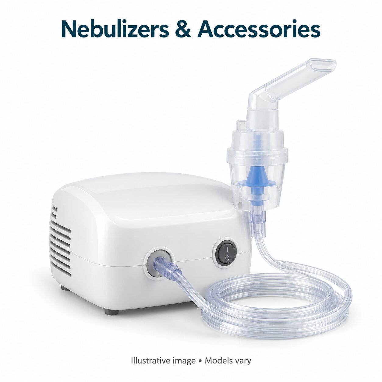 Illustration of Nebulizers and Accessories; models vary